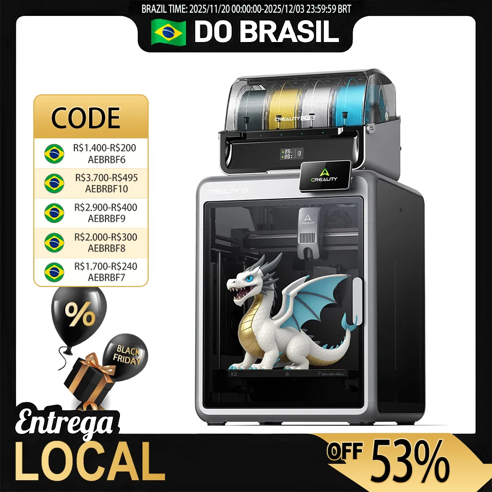 【do Brasil】new Creality K2 Combo Speedy 3D Printer 600mm S High-speed AI