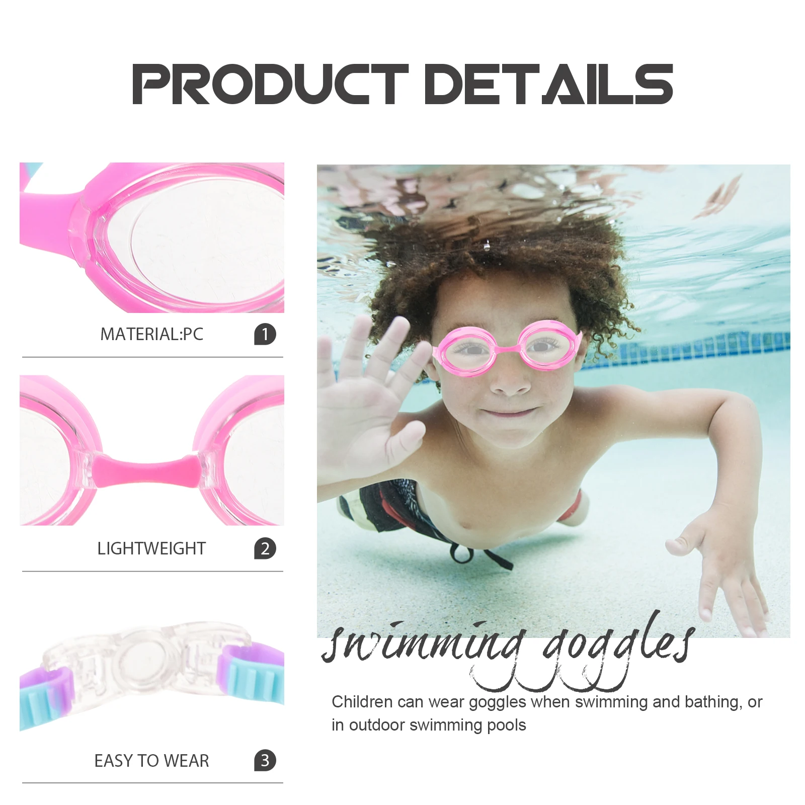 

2pcs 2 Pairs Kids Swim Lightweight Anti-Fog Swimming Goggles For Children Toddler Bathing Pool Safety Goggles For Kids Age Girls