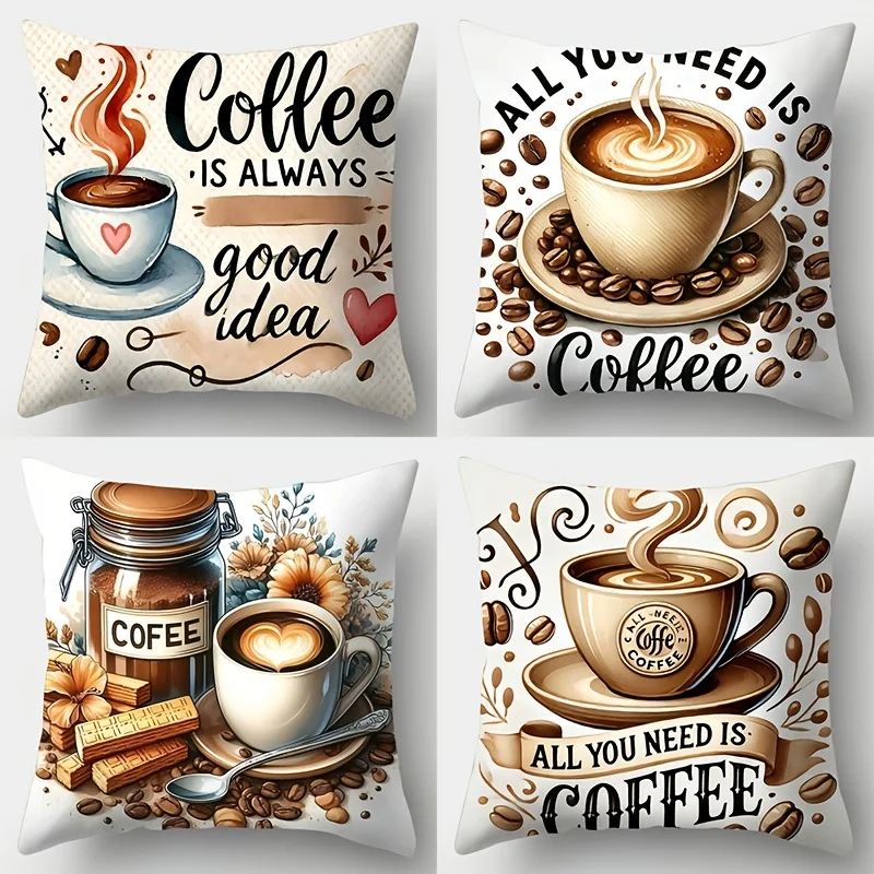 Sofa Pillowcase, Coffee and Leisure Pillowcase, Single-sided Printing, Home Decoration,Pillowcase Does Not Include Pillow Core