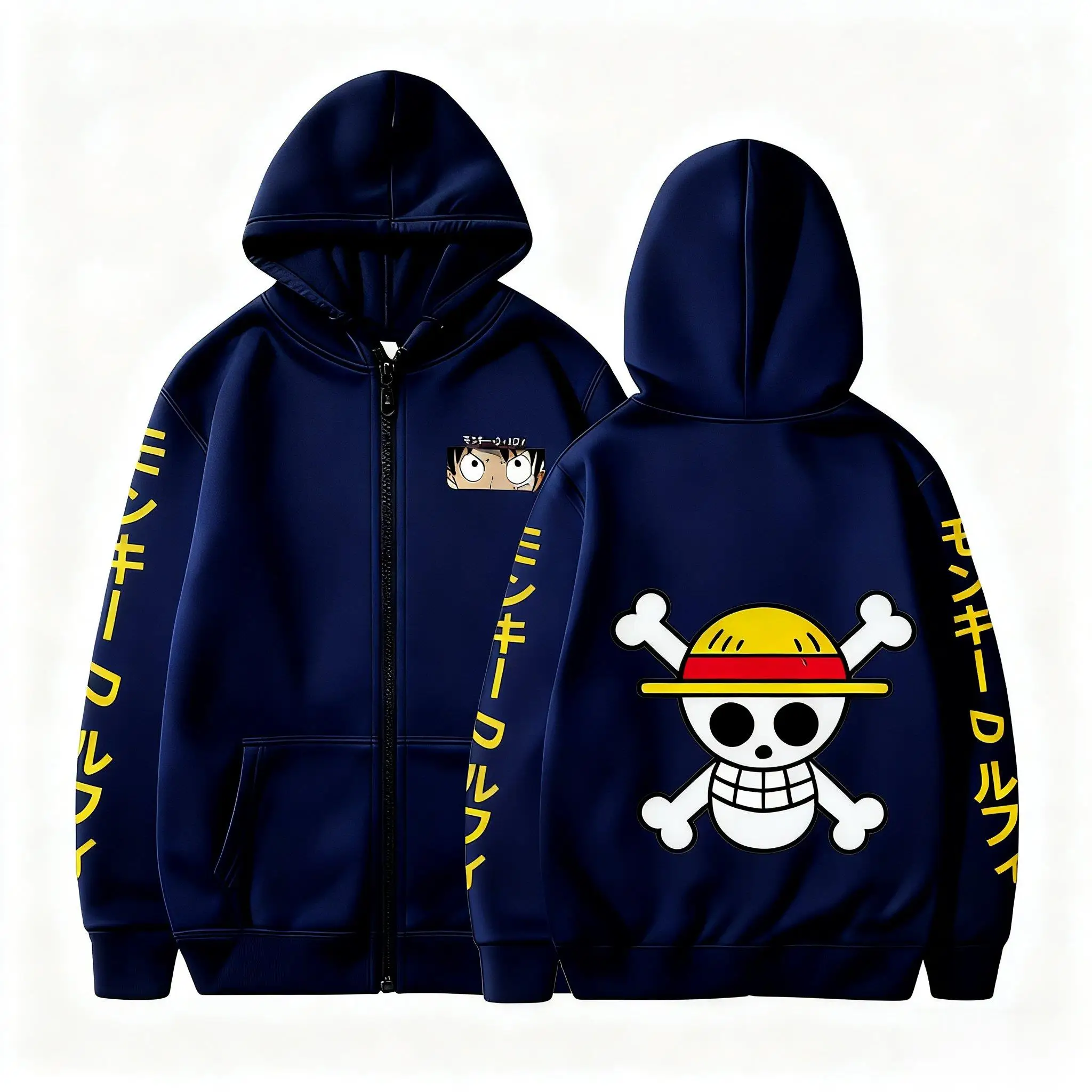 One Piece Anime Hoodie Männer Frauen 2026 Herbst Winter Neue Pullover Schädel Druck Sweatshirt Streetwear Casual Cosplay Zip Up Jacke
