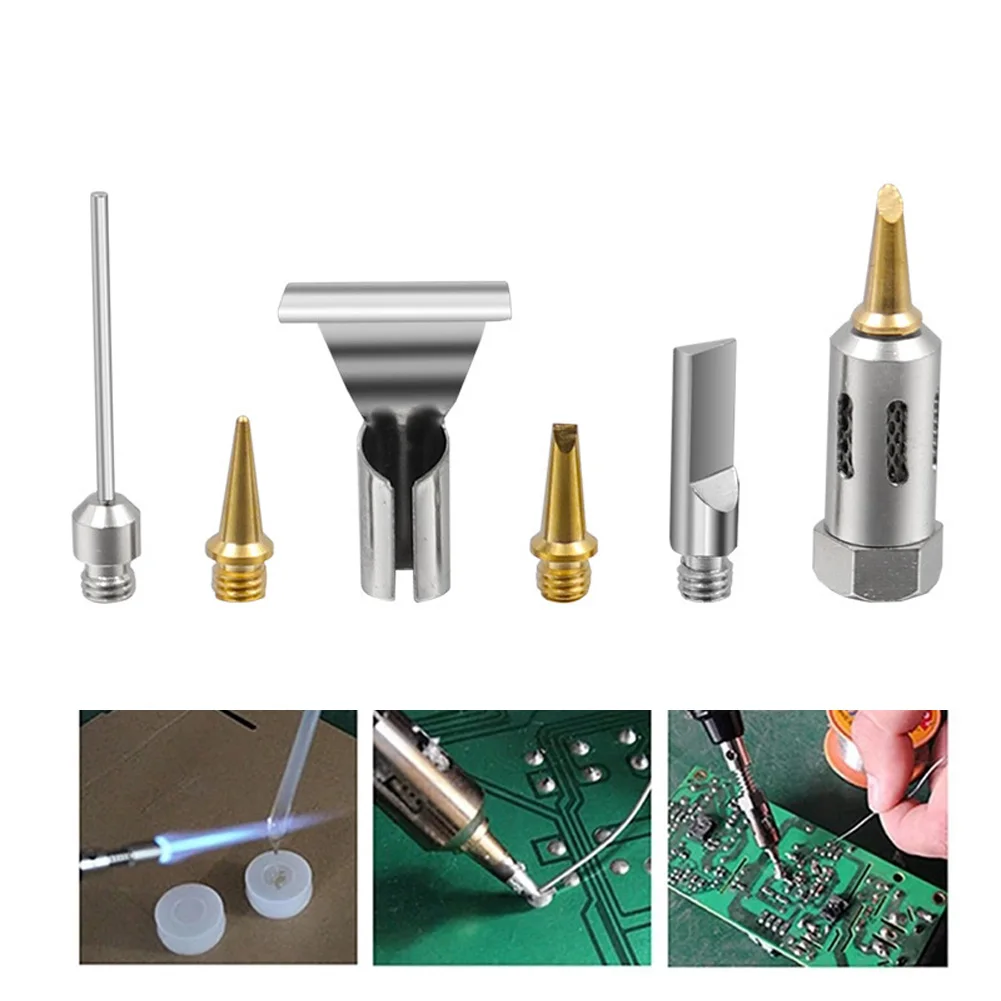 Soldering Tips Soldering Iron Tip Kit Torch Pen Replaceable Tool Silver Copper Gas Gold Head Welding Power Tools