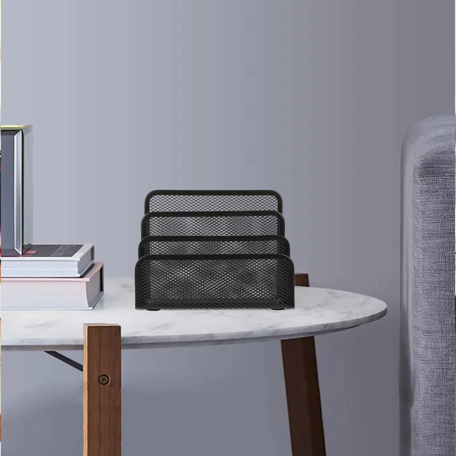 2Pcs Sturdy Iron File Holder 4-Layer Desktop Organizer Modern Design Document Shelf for Office Desk Home Counter Top
