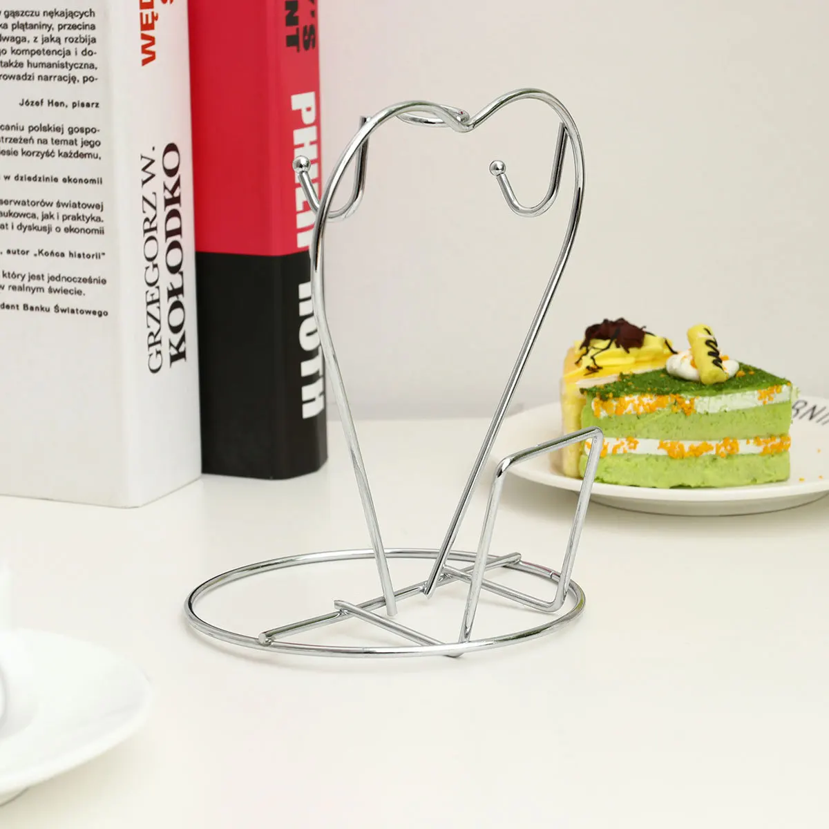 

2Pcs Stainless Steel Cup Rack Heart-Shaped Multi-Functional Plate Holder for Kitchen Counter Coffee Mugs Storage Stand Drying