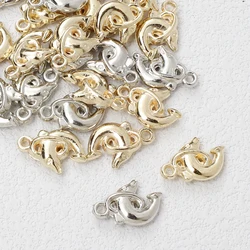 12x17mm 50pcs CCB Dolphin Small Pendant Gold Silver Color Fashion Jewelry for Diy Jewelry Accessory Making Necklace Earrings