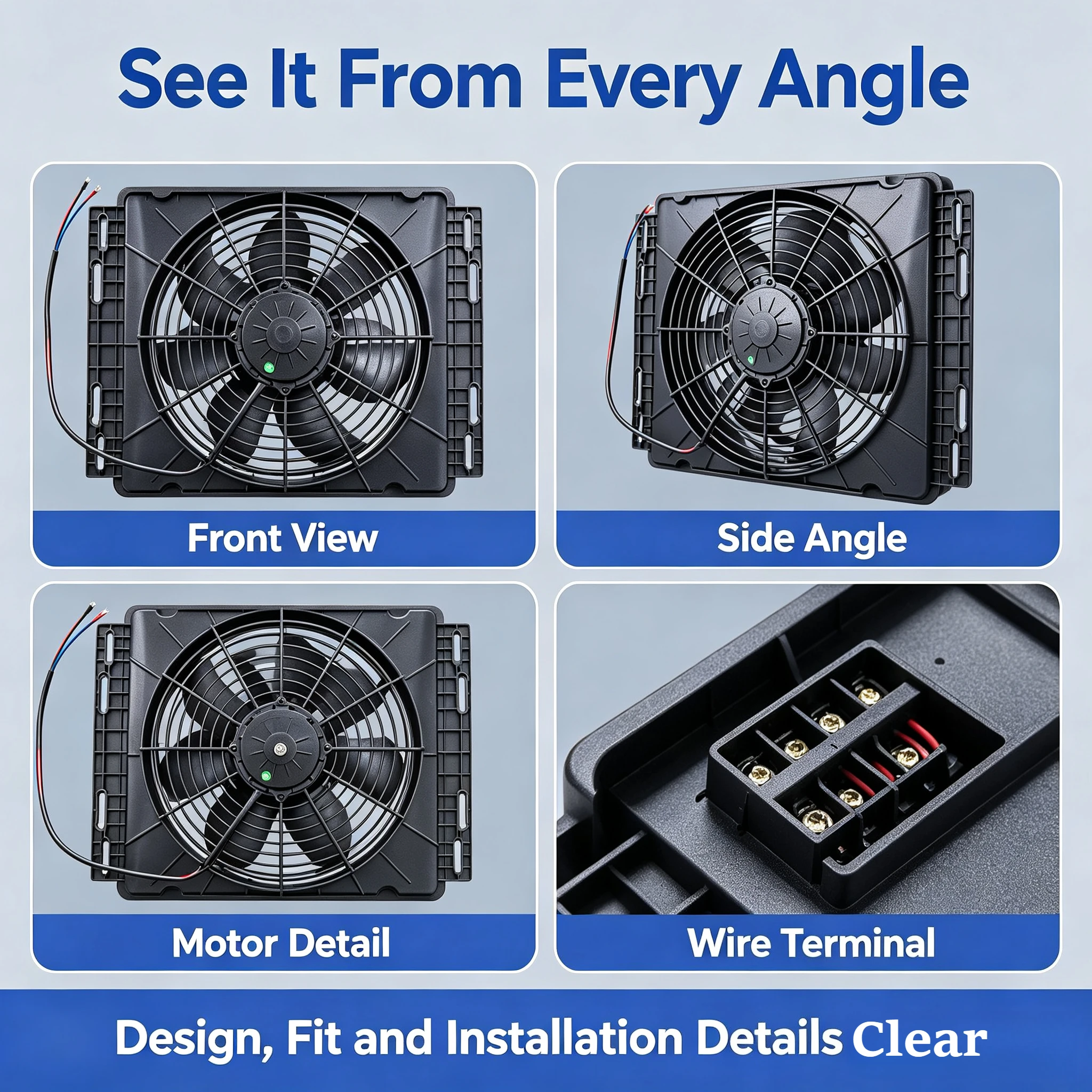 High-power Automotive Cooling Electronic Fan, 14x18 Automotive Water Tank, Parking Air Conditioner Condenser