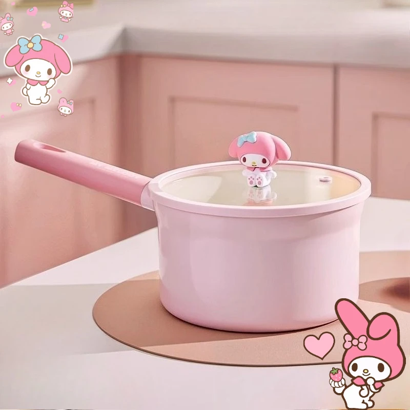 

Sanrio My Melody cartoon cute milk pot Kawaii kitchen non-stick frying pot for boiling multifunctional noodle pot tableware gift