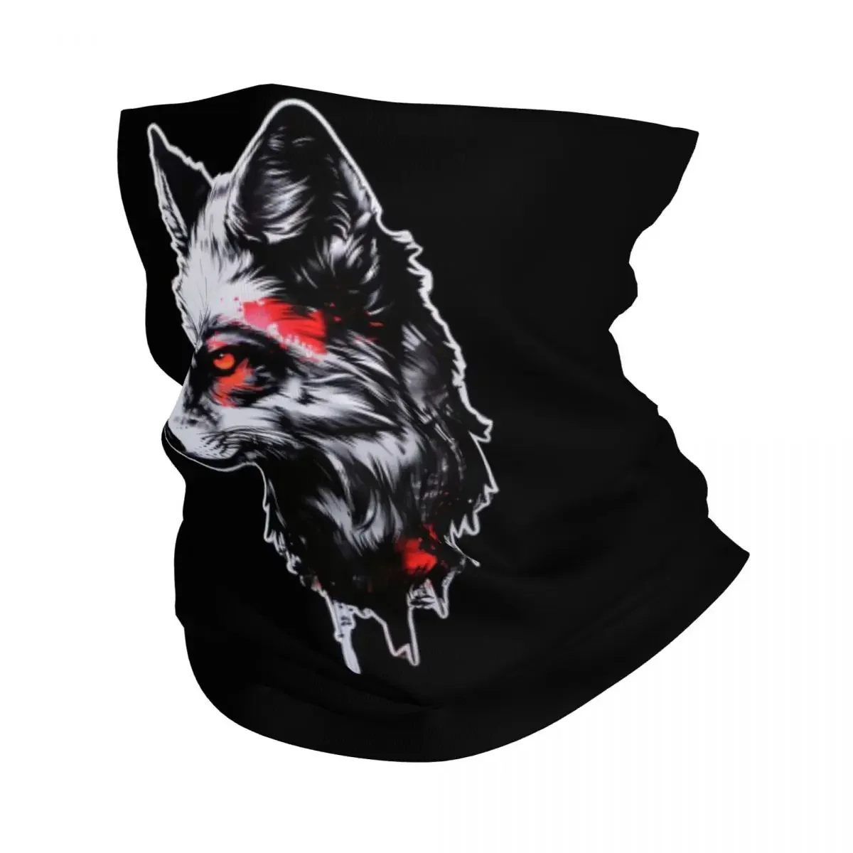 Silver Fox Red Eyes Bandana Neck Cover Printed Wrap Mask Scarf Warm FaceMask Riding Unisex Adult Washable