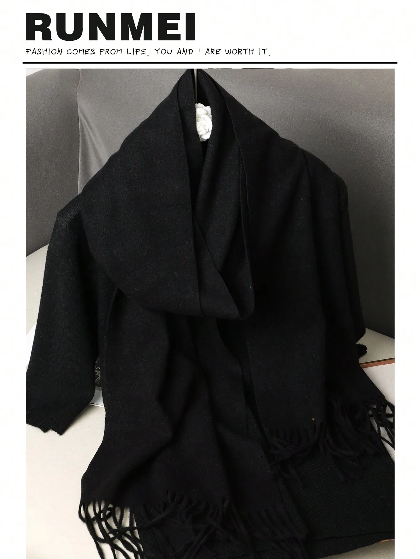 

1pc Lady's Yellow Vivid Cashmere Solid-Colored Scarf With Tassels 30*180cm Soft Shawls For Spring Summer Autumn And Winter