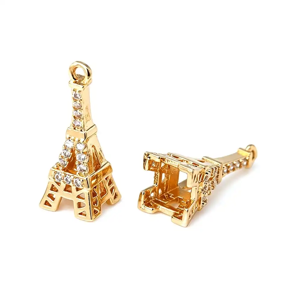 18K Gold Color Airplane Bicycle Tower Windmill Charms Pendants High Quality Diy Jewelry Making Necklace Earrings Accessories
