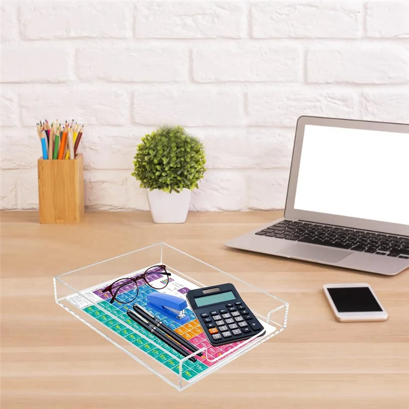 AC57-Acrylic Letter Tray Paper Organizer, Transparent Desktop Organizer Tray Stackable Desktop Accessory Tray