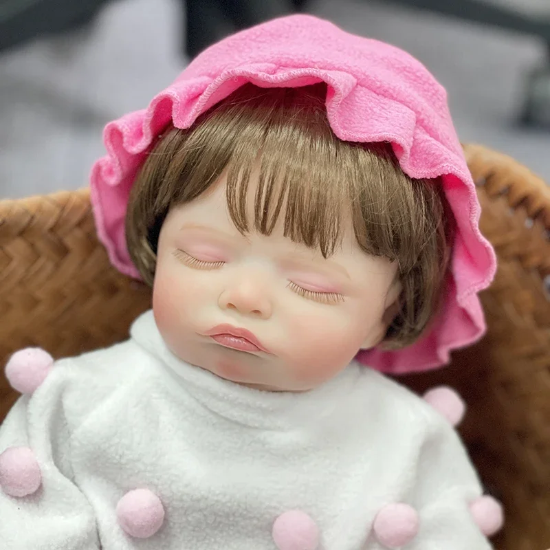 45cm Reborn Sleeping Rosalie Zacht handgeworteld haar 3D-huid met aderen Collectible Art Doll