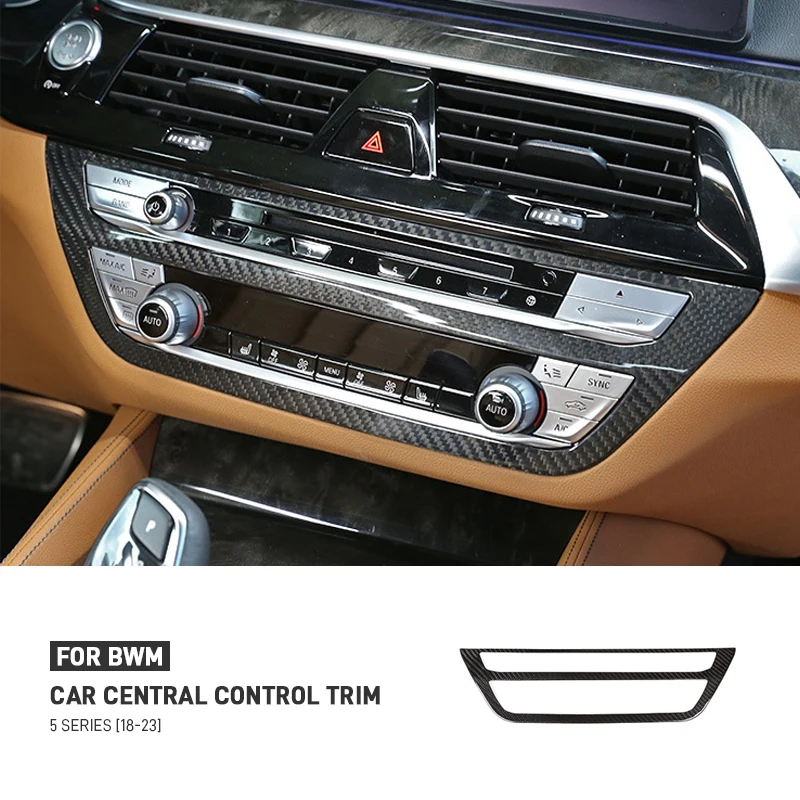 

For BMW 5 Series G30 2018-2023 Real Carbon Fiber Car Central Control CD Button Panel Decoration Frame Trim Cover Accessories
