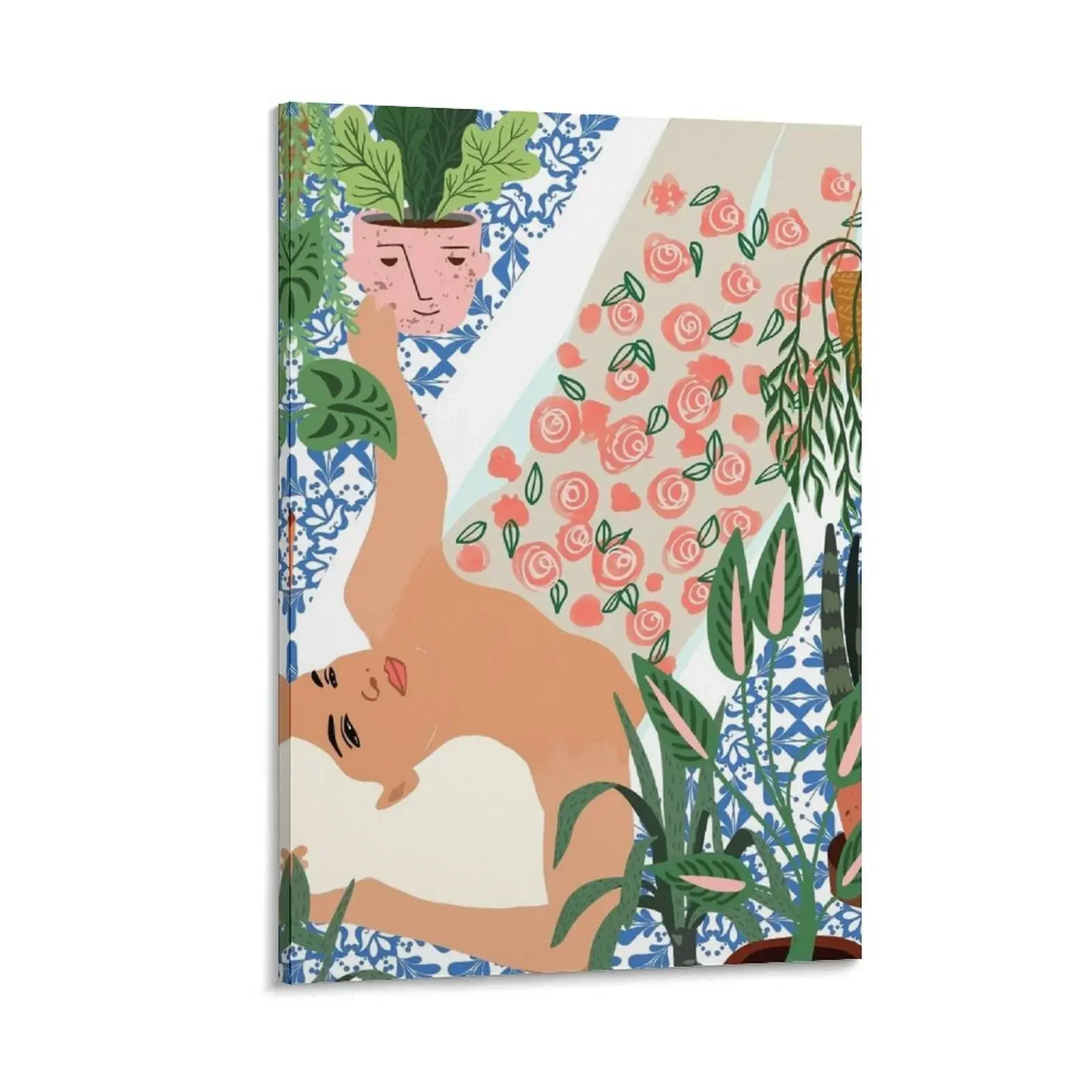 

Moroccan Bath With Plants #botanical #illustration Canvas Painting bedrooms decor poster mural