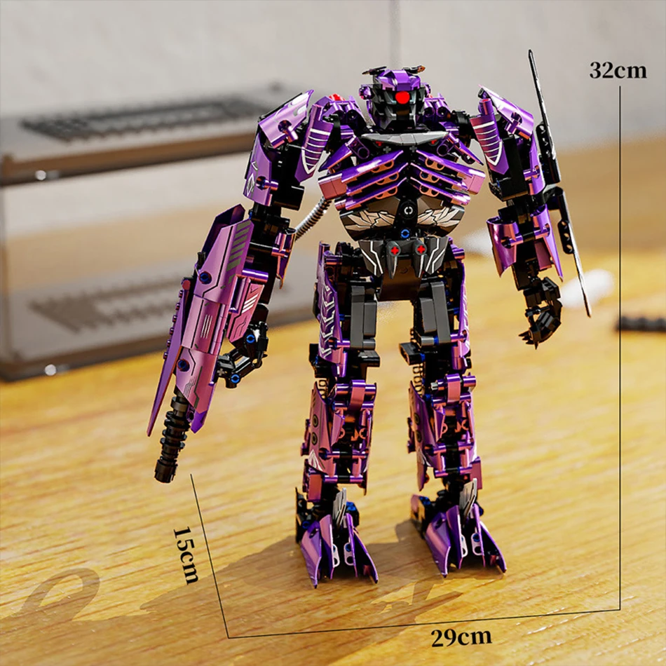 MOC – blocs de construction Mecha créatifs 2 en 1, Transformation violette, armure mécanique, figurines de Robot, briques, jouet, cadeau pour enfants et adultes