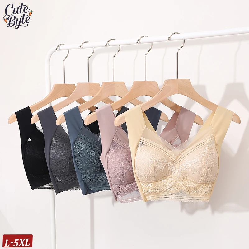 Sexy Unterwäsche für Frühling und Sommer, schlichte Spitze, kein Stahlring-BH, bequem, kann draußen getragen werden, seidig, hautfreundliche Dessous, neu