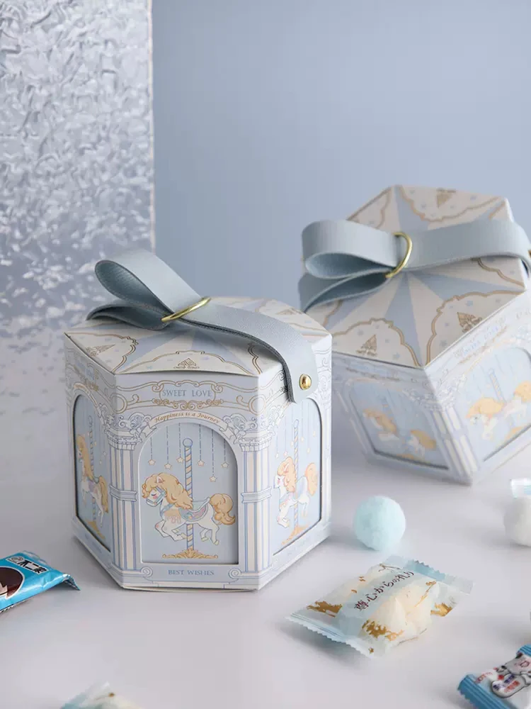 Pudełko na prezent, konie karuzela, opakowanie na cukierki na Baby Shower, wesele, urodziny, wesoła cyrkowa dekoracja na imprezę