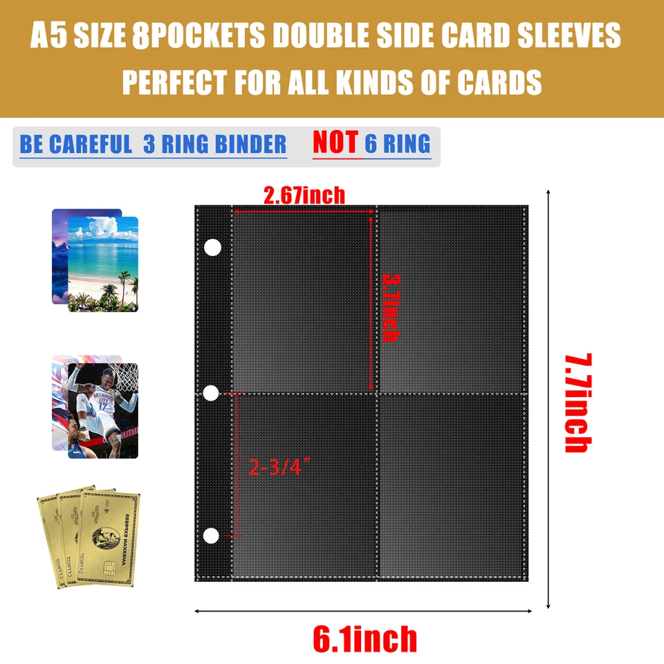 New 80/180 Pockets Baseball Card Sleeves Double Side 4/9-Pocket Trading Card  Binder Sleeves Page Protectors Sheet for Holder - AliExpress 15