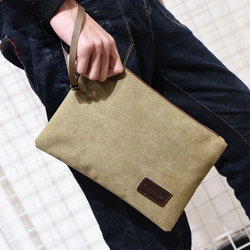 Scione Classic Clutch Bag Male Canvas Wallet Purse for Men Vintage Business Mobile Phone Handbag K201