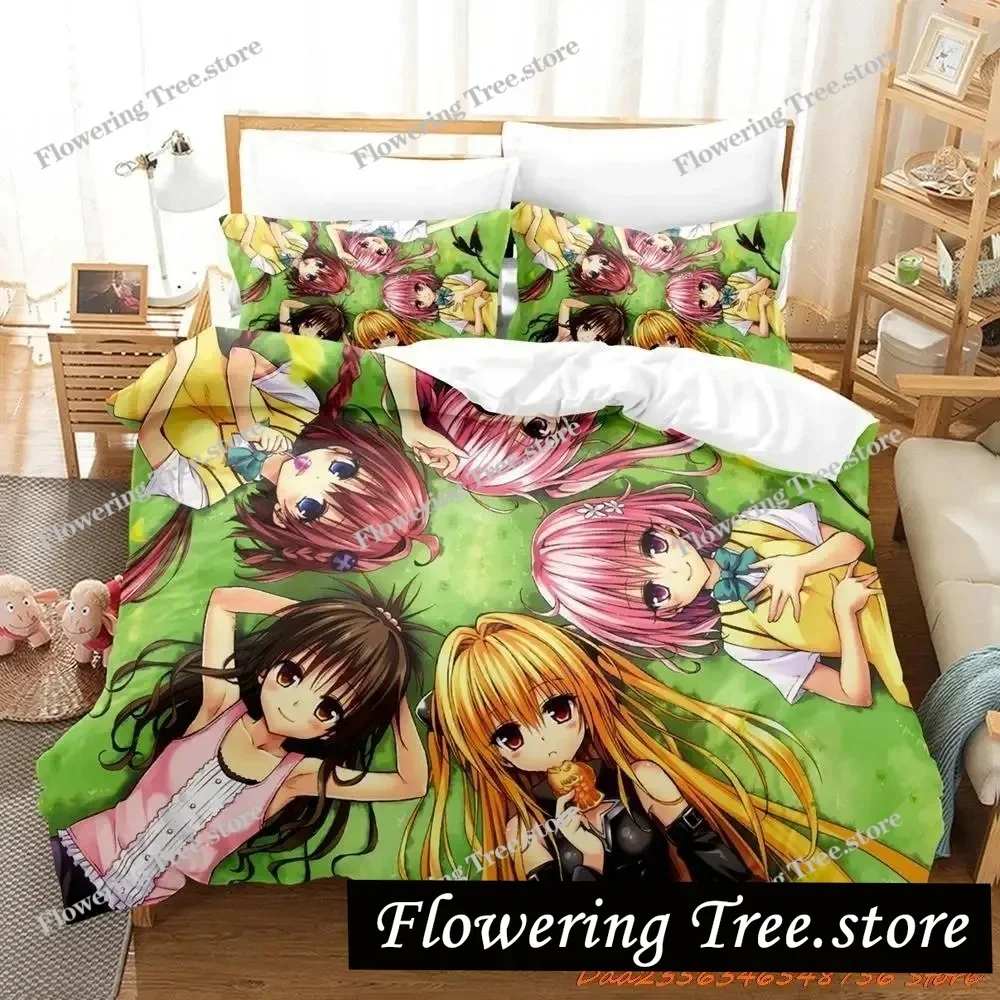 To Love Ru Bedding Set Single Twin Full Queen King Size Bed Set Adult Kid Bedroom Duvetcover Sets 3D Print Anime Bed Sheet Set