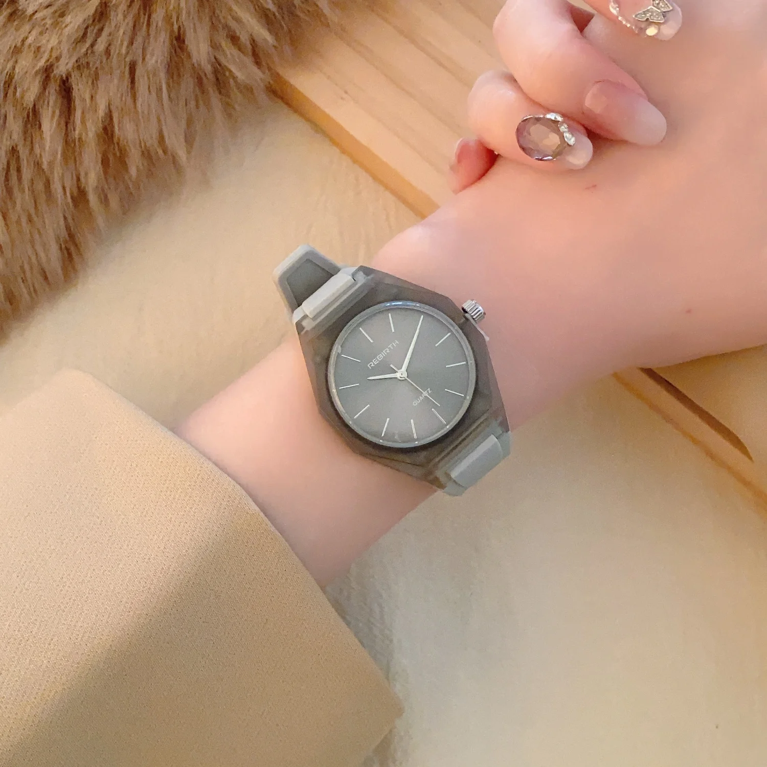 Modische Sport-Armbanduhr mit Silikonarmband, Analoger Quarzmechanismus, Schlichte Skala, Damen-Armbanduhren, Lässige Unisex-Uhren, Studenten- und Paaruhren – Detail 3