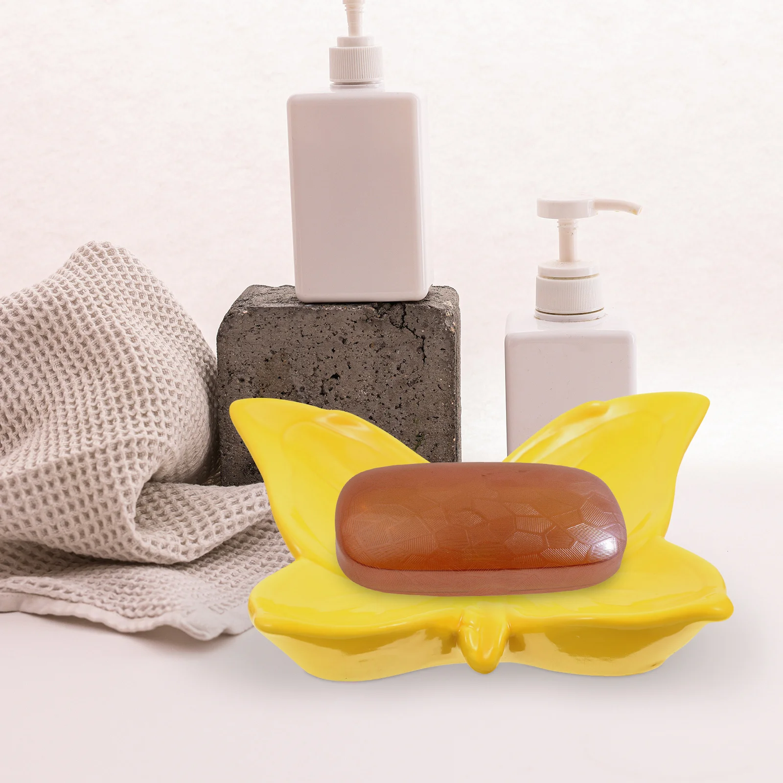 

Butterfly Shaped Dish Soap Tray for Bathroom Counter Holder Kitchen Plate Ceramic Shower