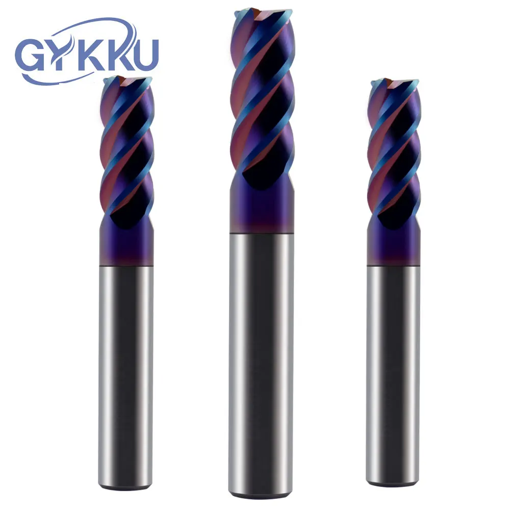 

GYKKU HRC65 Corner Radius End Mill 4 Flutes R Bull Nose Milling Cutter Tungsten Carbide Steel Metal Router Bits Cnc Machine Tool