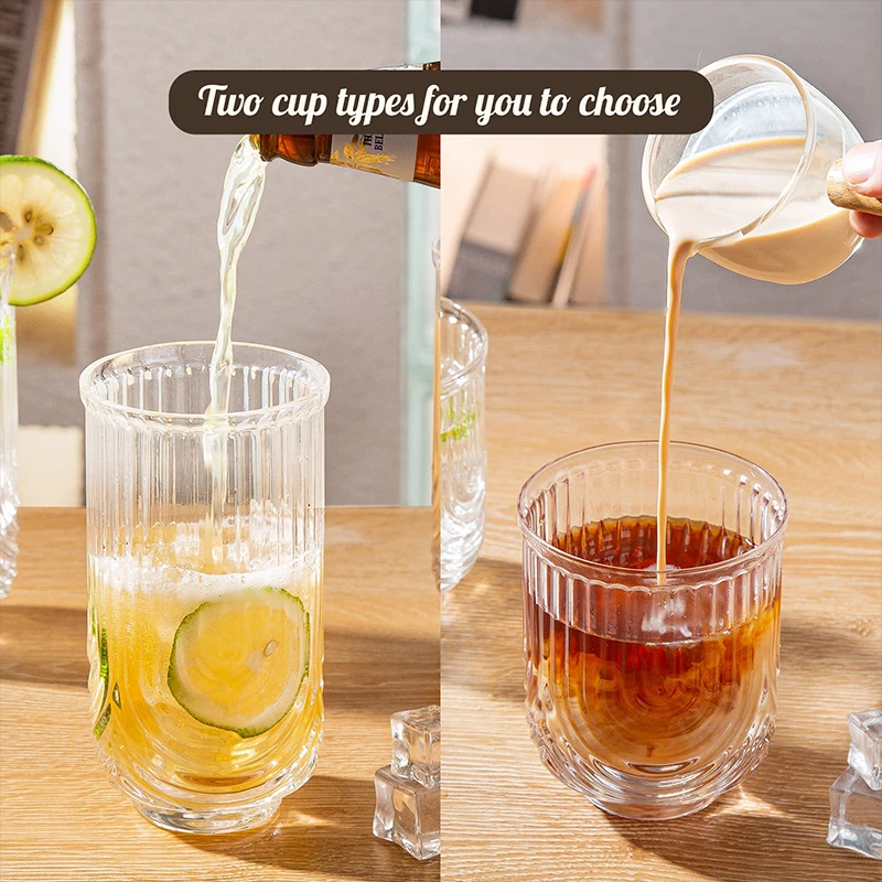 Simple Striped Styling Design Juice Coffee Cocktail Drink Tea Milk Cup High Drink Device Durable For Parties