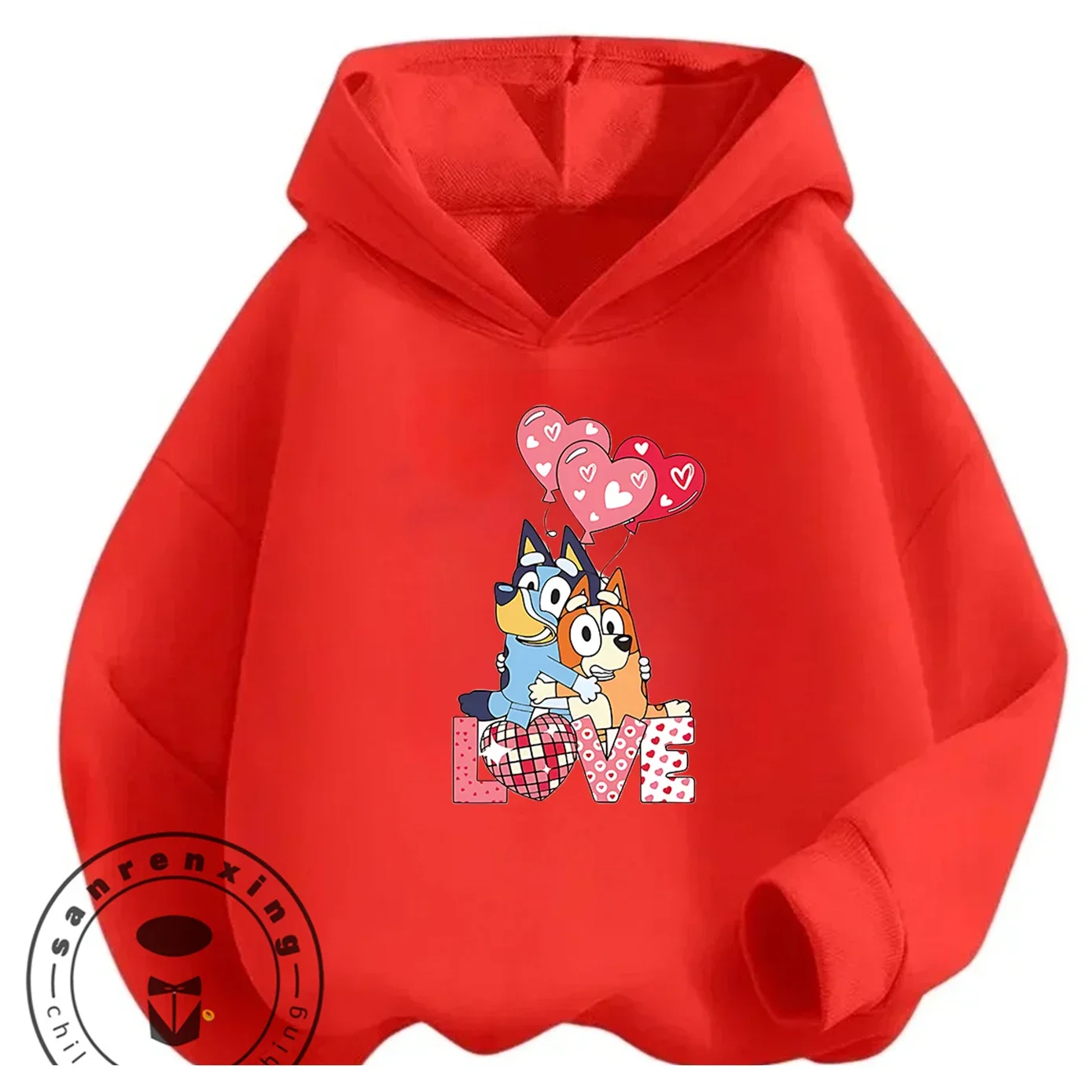 

Детская толстовка с капюшоном и милым принтом Bluey Kawaii, зимняя уличная модная одежда с героями мультфильмов, для детей от 3 до 14 лет