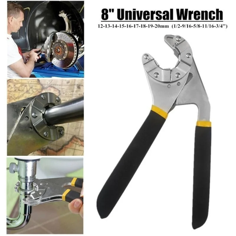 6 In / 8 In Multifunctional Adjustable Universal Wrench with Chrome Craftsman Wrench Clamp Mechanical Workshop Tools Repair Tool