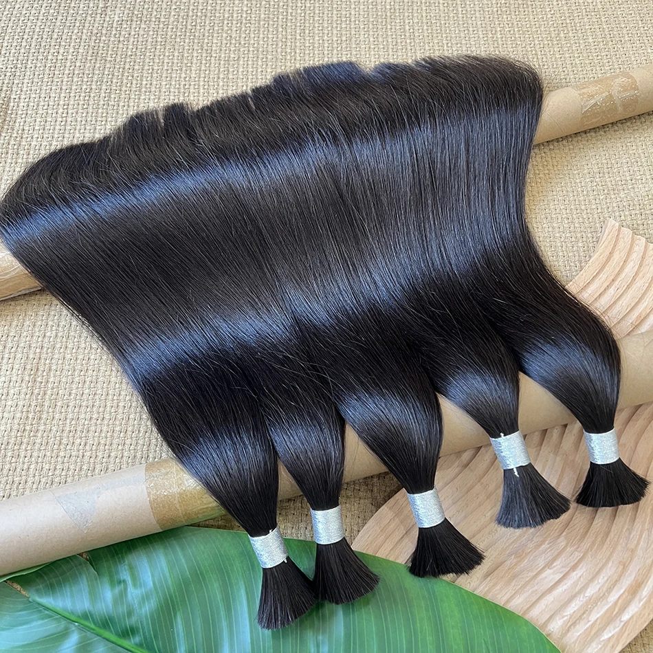 12a cabelo de luxo bluk cabello humano cutícula cru alinhada superior 100% extensões de cabelo humano vietnamita para trança preto 30 polegada