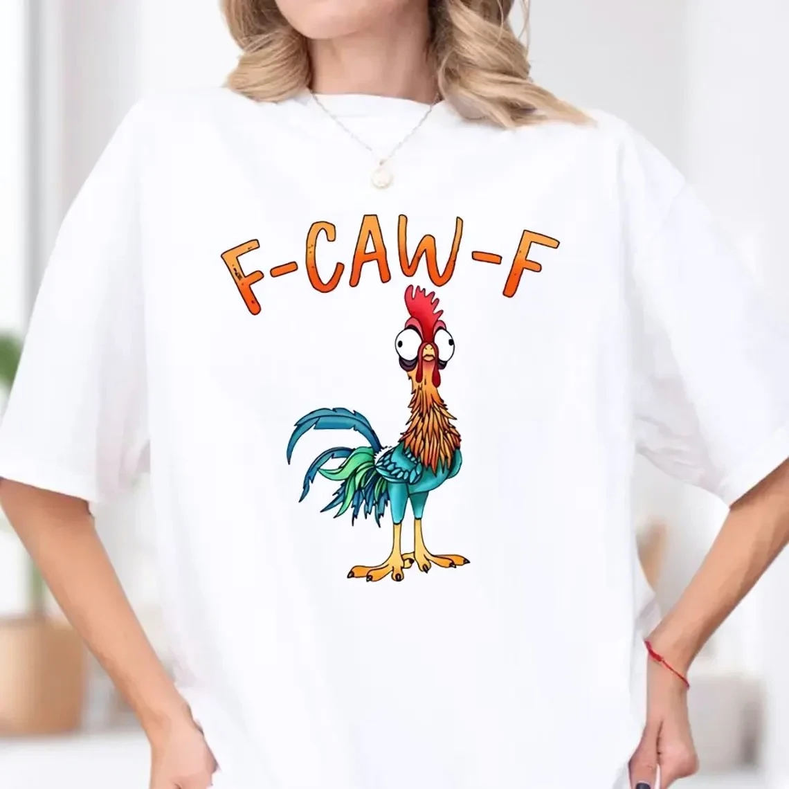Funny F-Caw-F Shirt Rooster Meme Shirt Sassy Bird Lover Shirt Moonlit Raven Shirt Black Bird Chicken Meme Women Summer Tee Tops