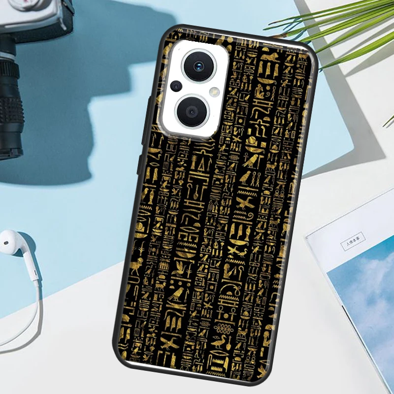 حافظة الهيروغليفية المصرية القديمة لهاتف OPPO Reno 13F 14F 12F 11F 8T 7 8 10 11 12 13 14 Pro OPPO Find X8 X6 X5 X9 Pro #6