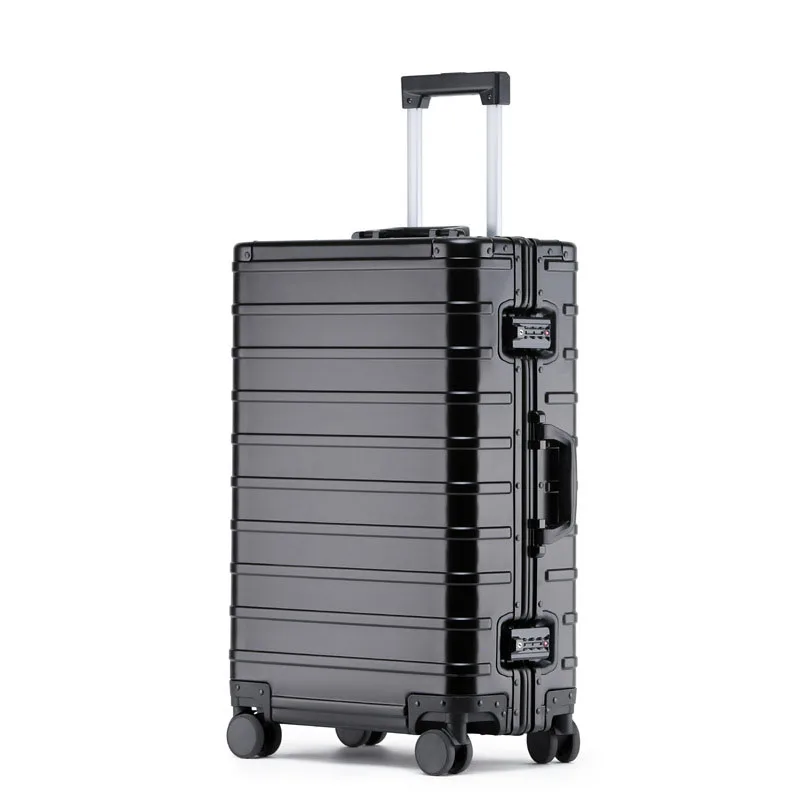 20 "24" 29 zoll Full Aluminium Reise Rädern Luxus Schwarz Koffer Tsa-schloss Trolley Roll Gepäck Internat Fall freies Verschiffen