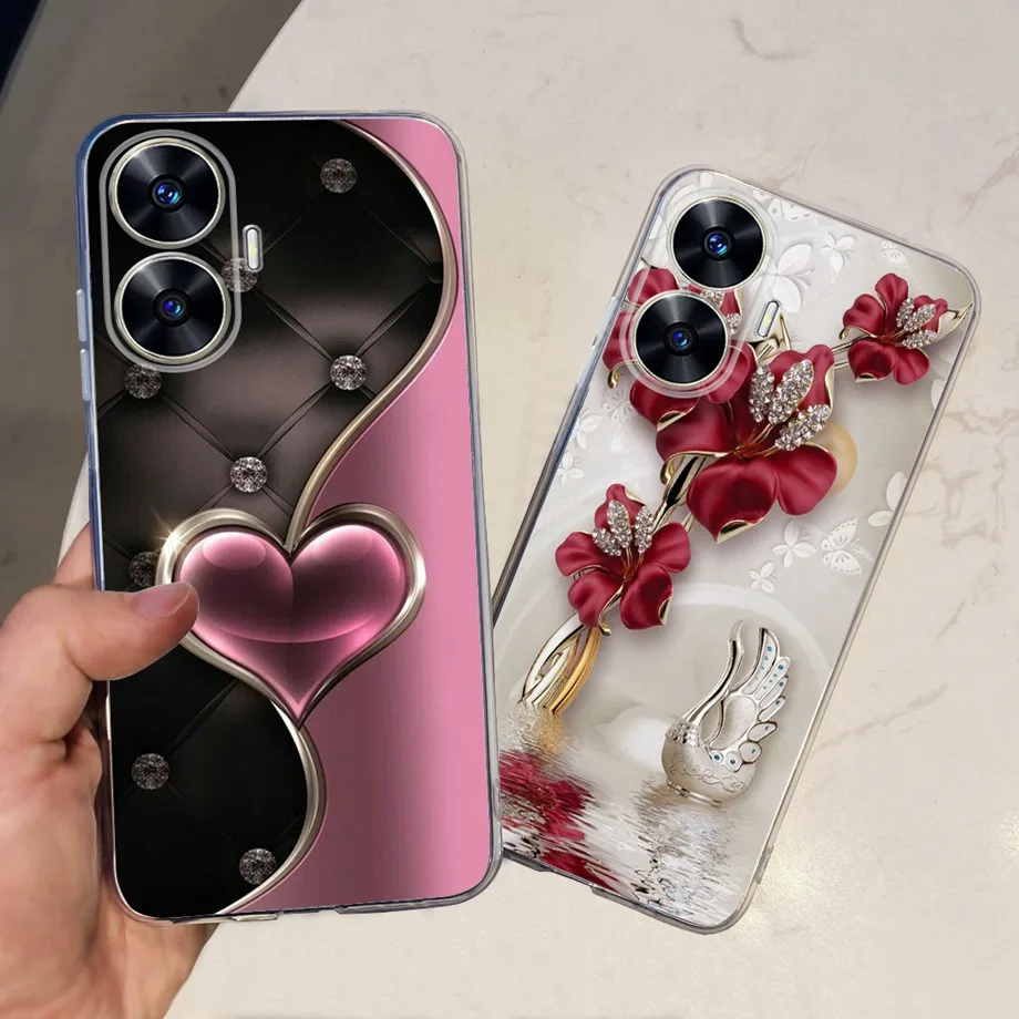 For Realme C55 Case Luxury Silicone Soft Phone Back Cover Cases For OPPO Realme C55 Funda Women Fashion RealmeC55 RMX3710 Capa