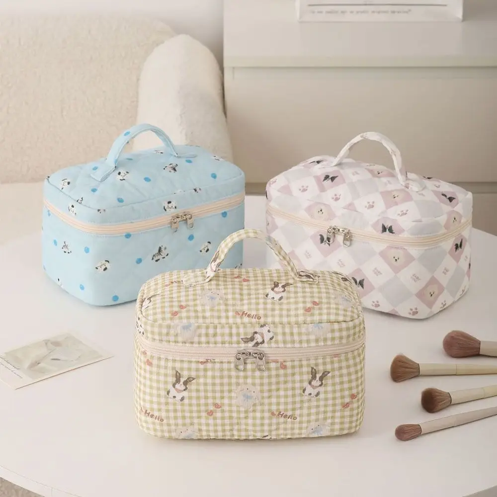 Gifts Cute Rabbit/Puppy Makeup Bag Large Capacity Quilted Toiletry Pouch Cosmetic Bags