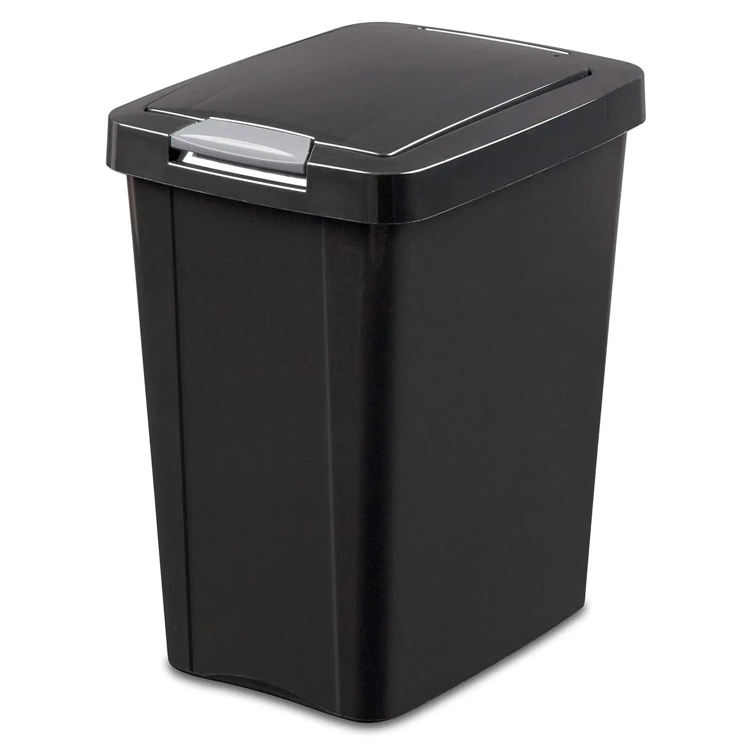 

7.5 Gallon Black Touch-Top Wastebasket for Home and Office Use