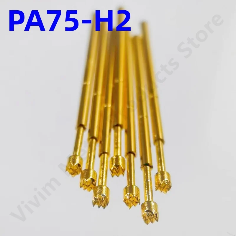 

100PCS PA75-H2 Spring Test Probe PA75-H Test Pin Test Tool 17.0mm Dia1.02mm Gold Needle Tip Dia 1.3mm Pogo Pin P75-H P75-H2