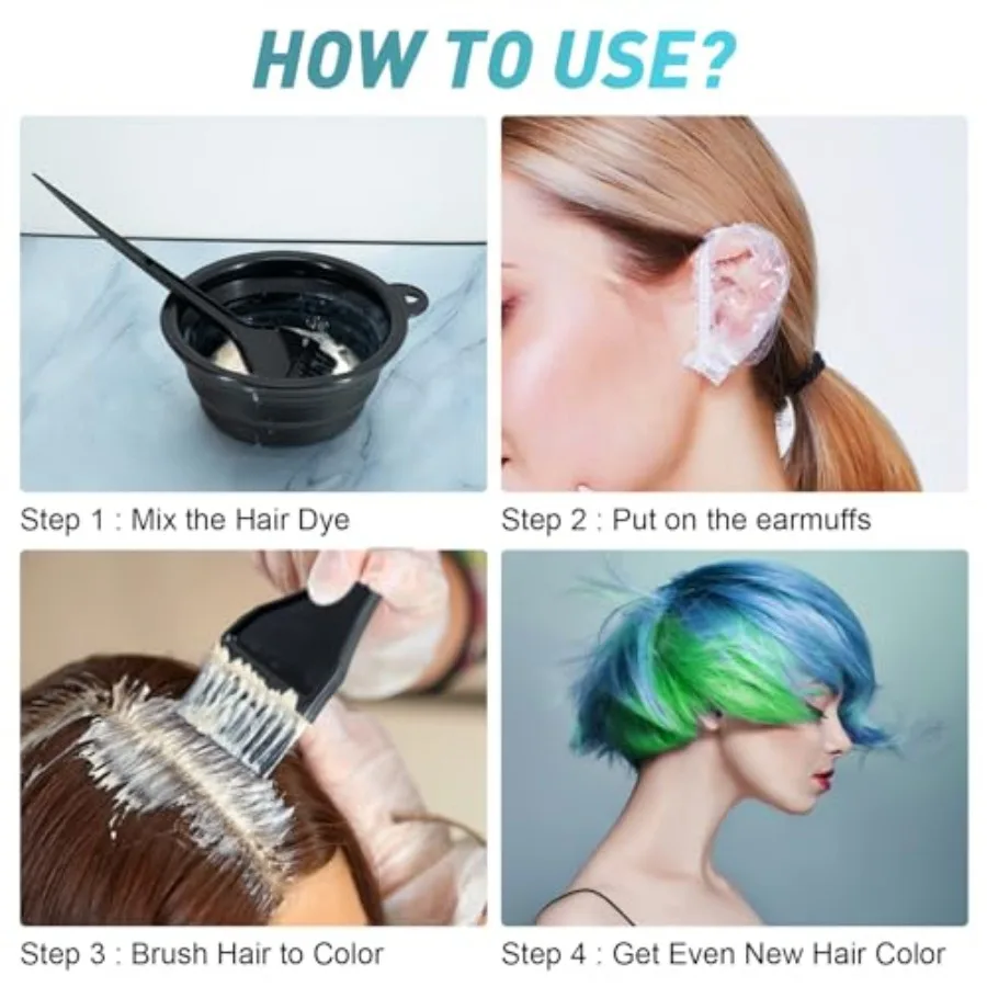 12 قطعة مجموعة تبييض الشعر منتجات تلوين الشعر المهنية مع فرشاة صبغ الشعر وعاء ألوان الشعر غطاء للأذنين مقاطع الشعر لصالون Ha