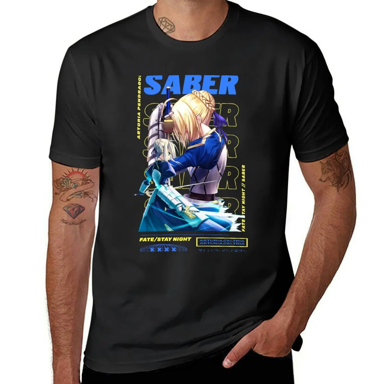 

Saber Fate Stay anime T-Shirt shirts graphic tees quick-drying sublime t shirt men