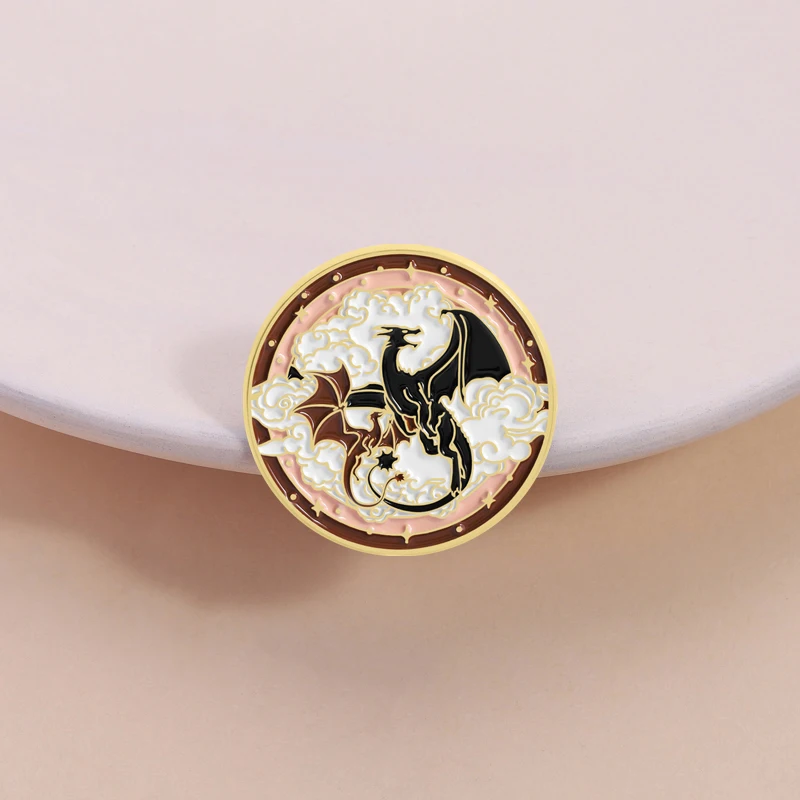 Fantasy Novel Book Enamel Pin Cartoon Anime Mysterious Magic Black Dragon Bookish Brooch Lapel Badge Jewelry Gift for Friends