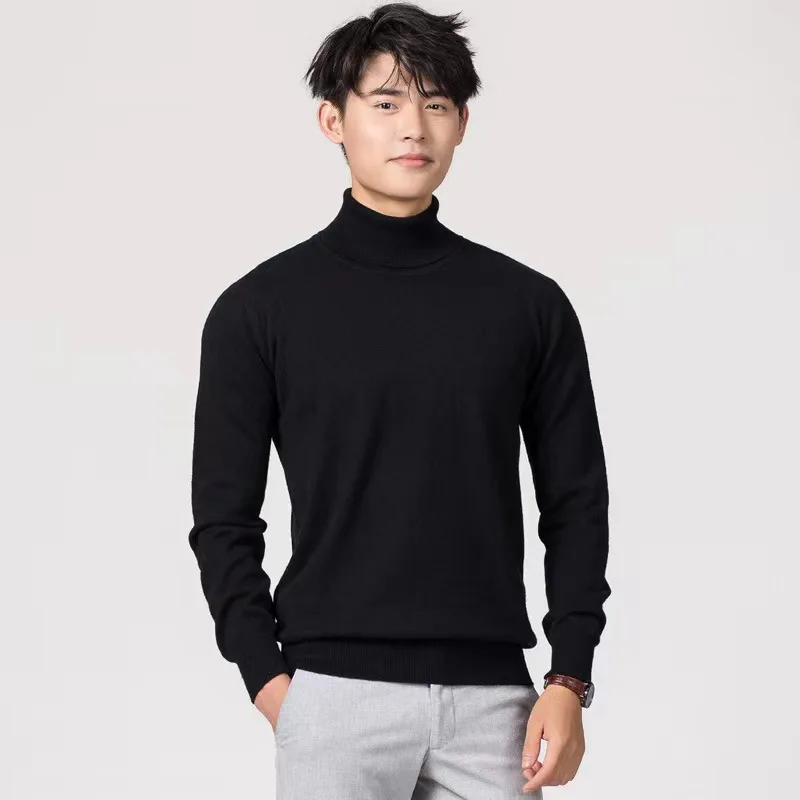 Autumn and Winter Cashmere Sweater Men\'s Pullover Half High Collar Soft and Warm Pullover Knitted Sweater Men\'s Sweater