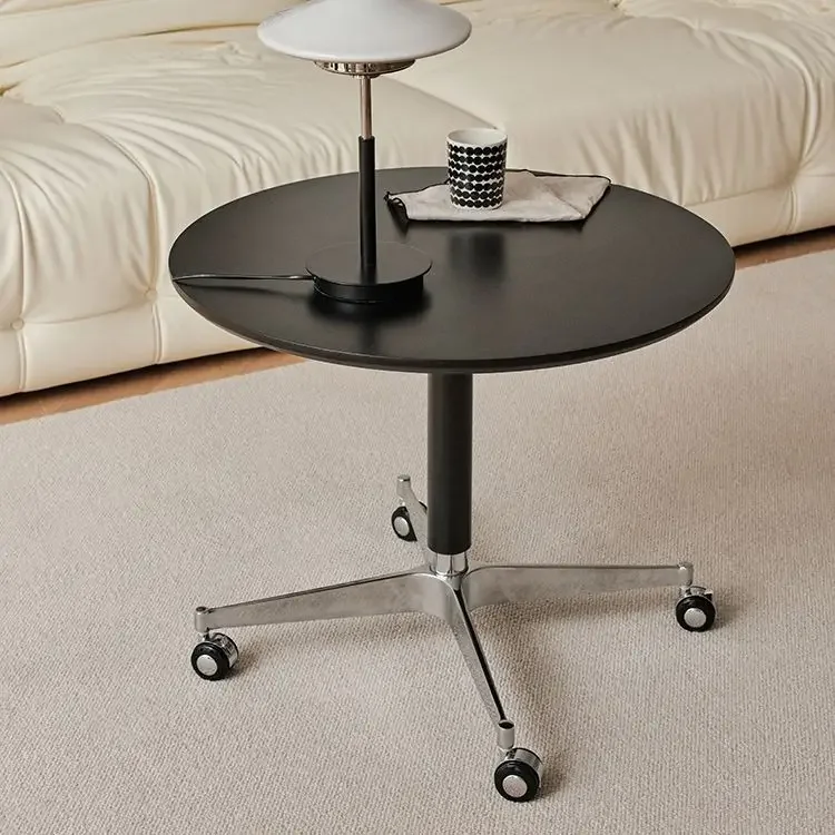 Retro removable round dining table Home sofa side dining room Small round table Lifting simple small coffee table Coffee