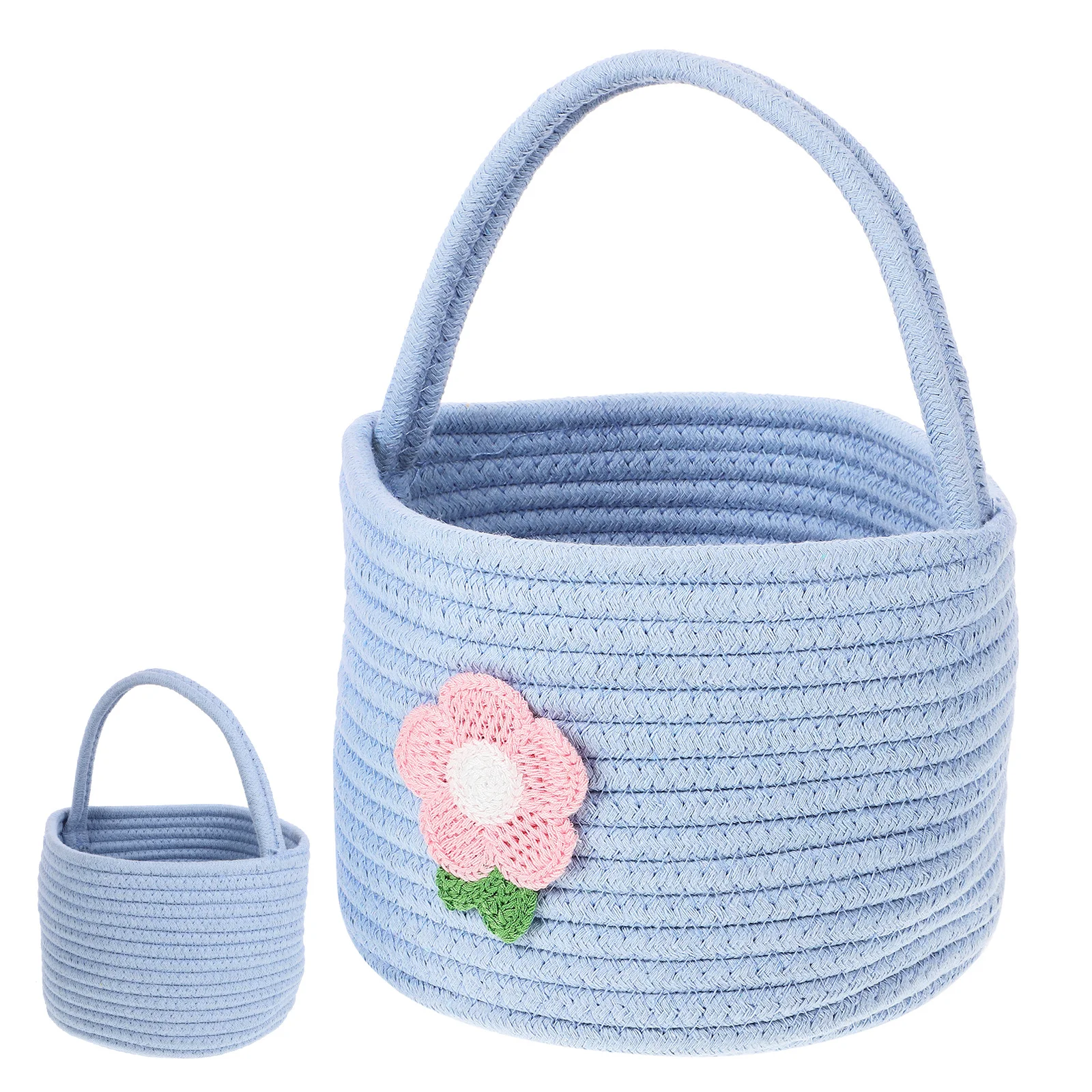 

Cotton Rope Woven Storage Basket Multifunctional Handled Organizer Cute Cartoon Design Storage Basket for Girls