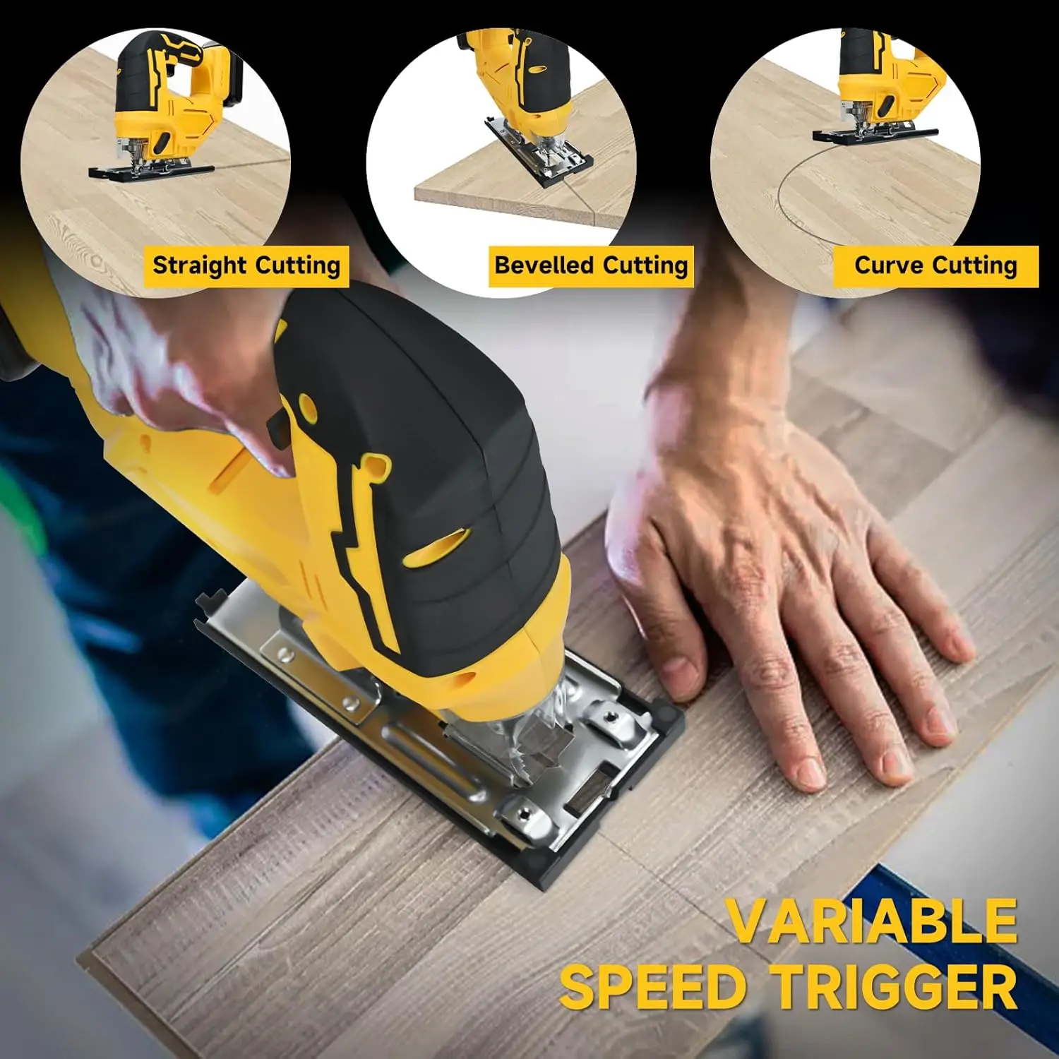 Cordless Electric Jig Saw 2700RPM with 3 Orbital Settings Multi-Function Woodworking Tool Compatible with Dewalt/Milwaukee 18V 2