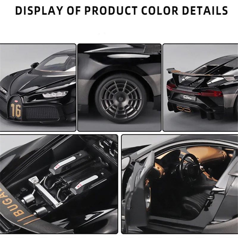 1:18 BUGATTI Chiron PUR SPORT Alloy Sound and Light Sports Model Diecasts Metal Racing Super Car Model Gift Toys For Kids