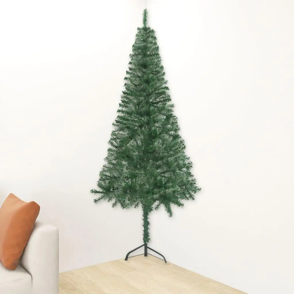 70.9 Corner Pre-Lit Green Artificial Christmas Tree - PVC Holiday Decor