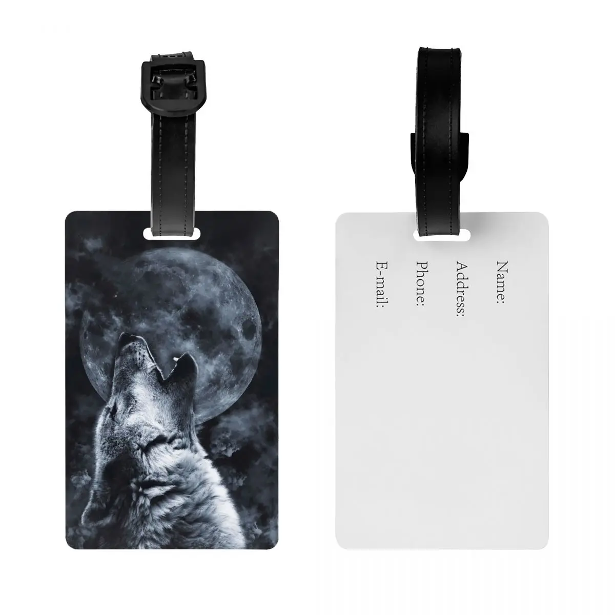 Custom Wolf Moon Luggage Tag Travel Bag Suitcase Privacy Cover ID Label