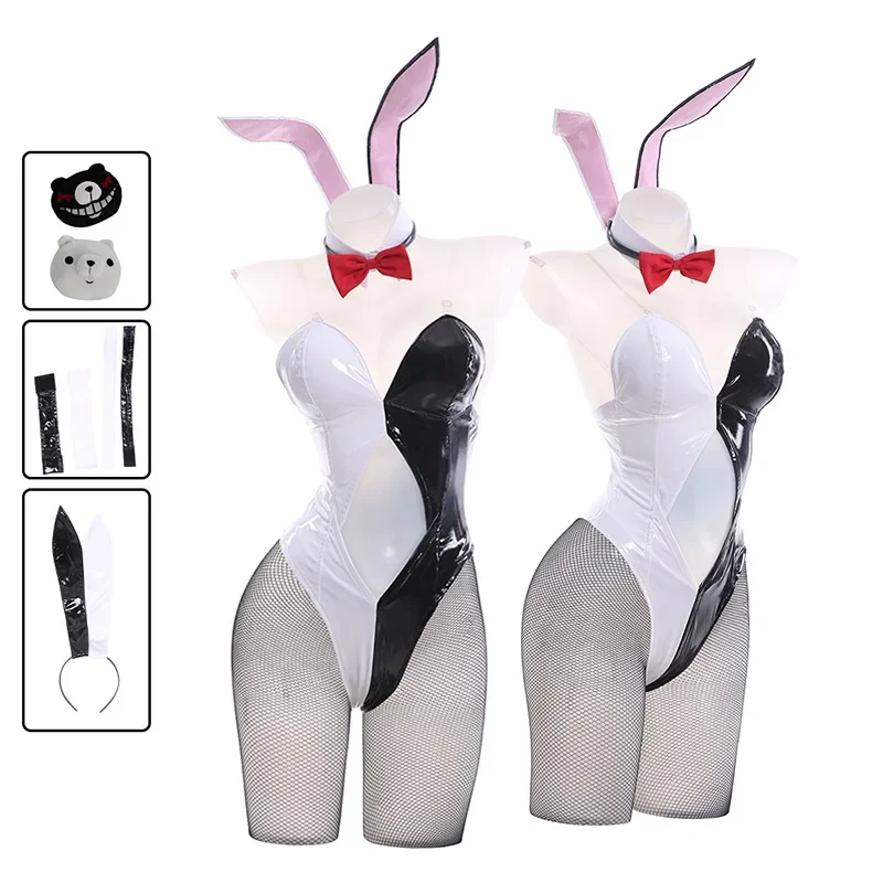 

Game Danganronpa Black White Bear Rabbit Enoshima Junko Cossplay Sexy Costume Bunny Girl Cosplay Anime Cute Full Suit