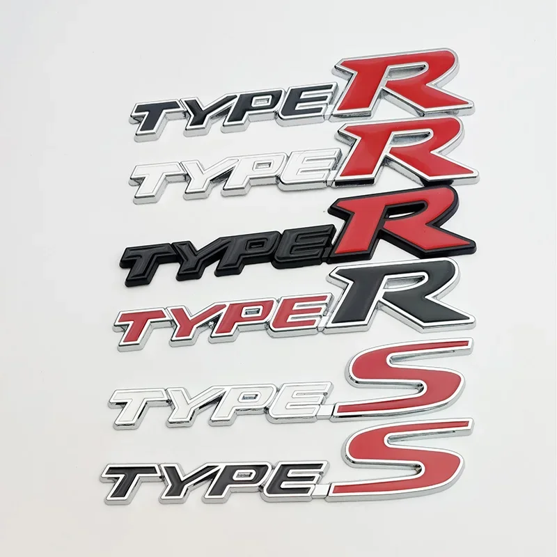 3D Metal Type-S Type-R Car Rear Trunk Emblem Badge Sticker For TYPE R Car Styling Accessories