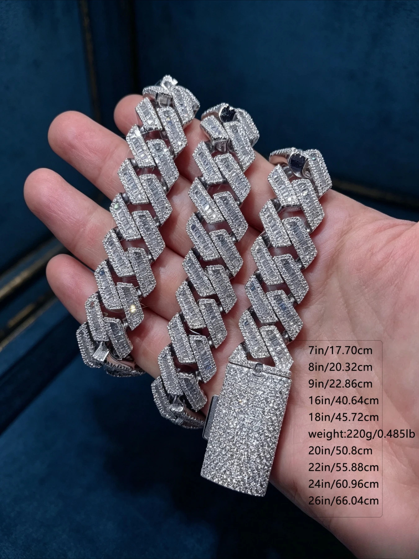 T-shaped Miami Cuban chain with diamond lock 20mm classic, American hip-hop trend jewelry is shiny and translucent